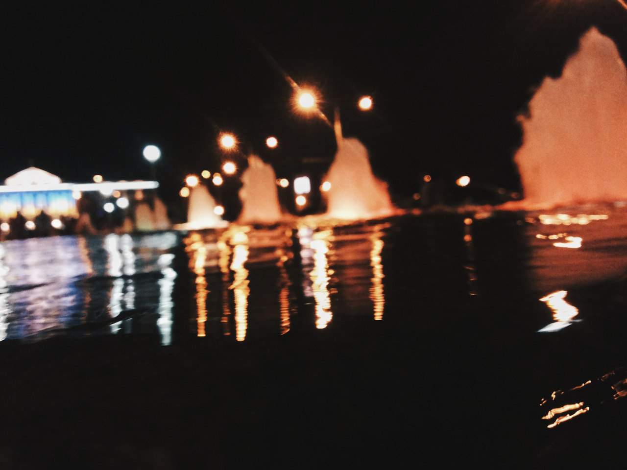 Вид на Запорожские фонтаны ночью (Фото)