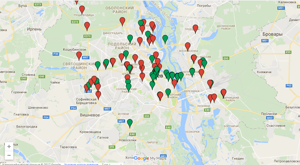 Интерактивная карта общественных туалетов города Киева 