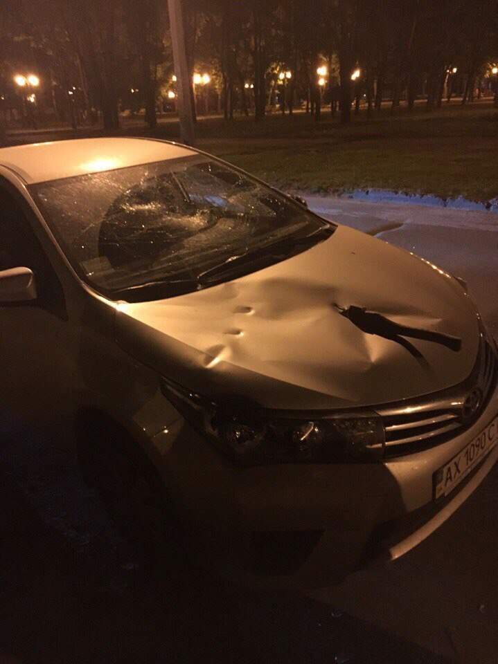 Автомобильный «Раскольников»: в Харькове  иномарку прорубили топором (фото)