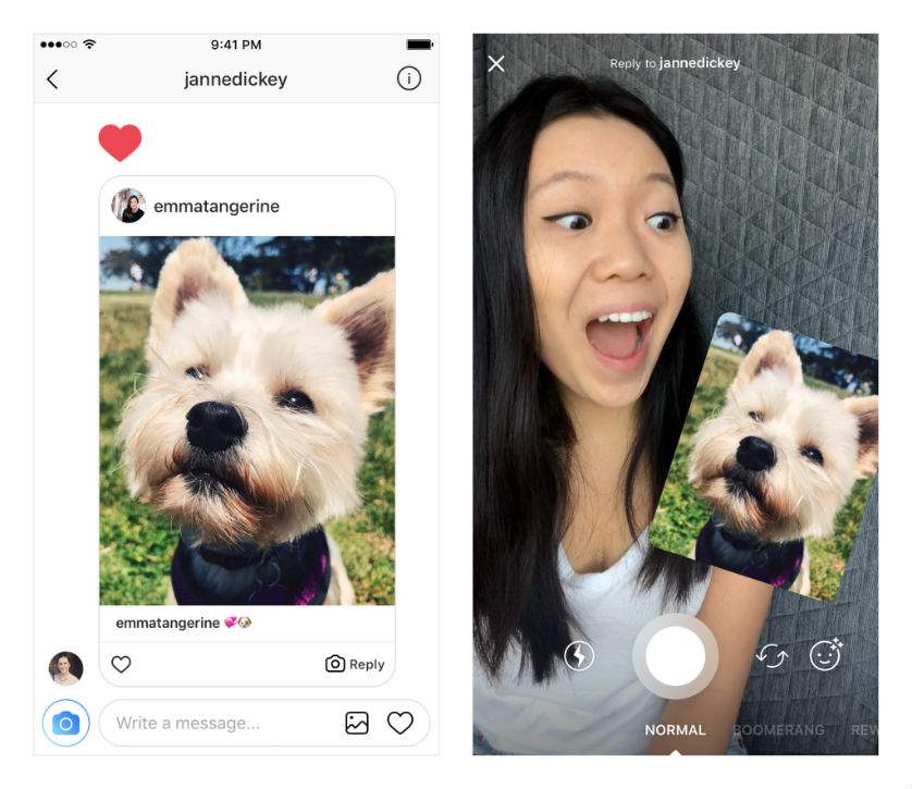 Instagram добавил возможность отвечать в чатах и историях с помощью видео и коллажей