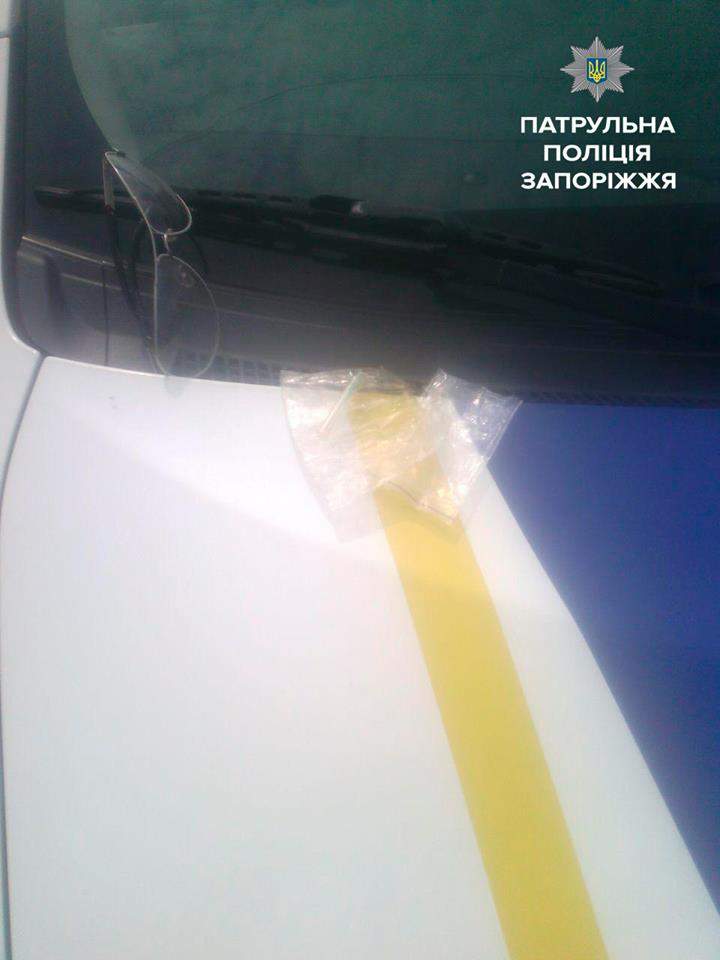 В Запорожье наркоман пытался разбить себе голову о полицейское авто (Фото)