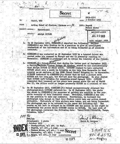 Рассекречены документы из архивов ЦРУ: Гитлер пережил войну и сбежал в Америку (Фото)