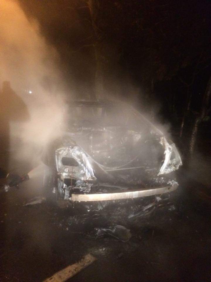 Во Львове дотла сгорело припаркованное авто (Фото) 