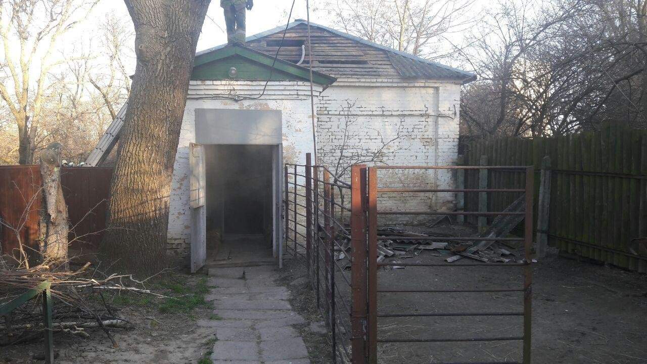 В Киеве в зоопарке загорелась кровля одноэтажного здания (фото)