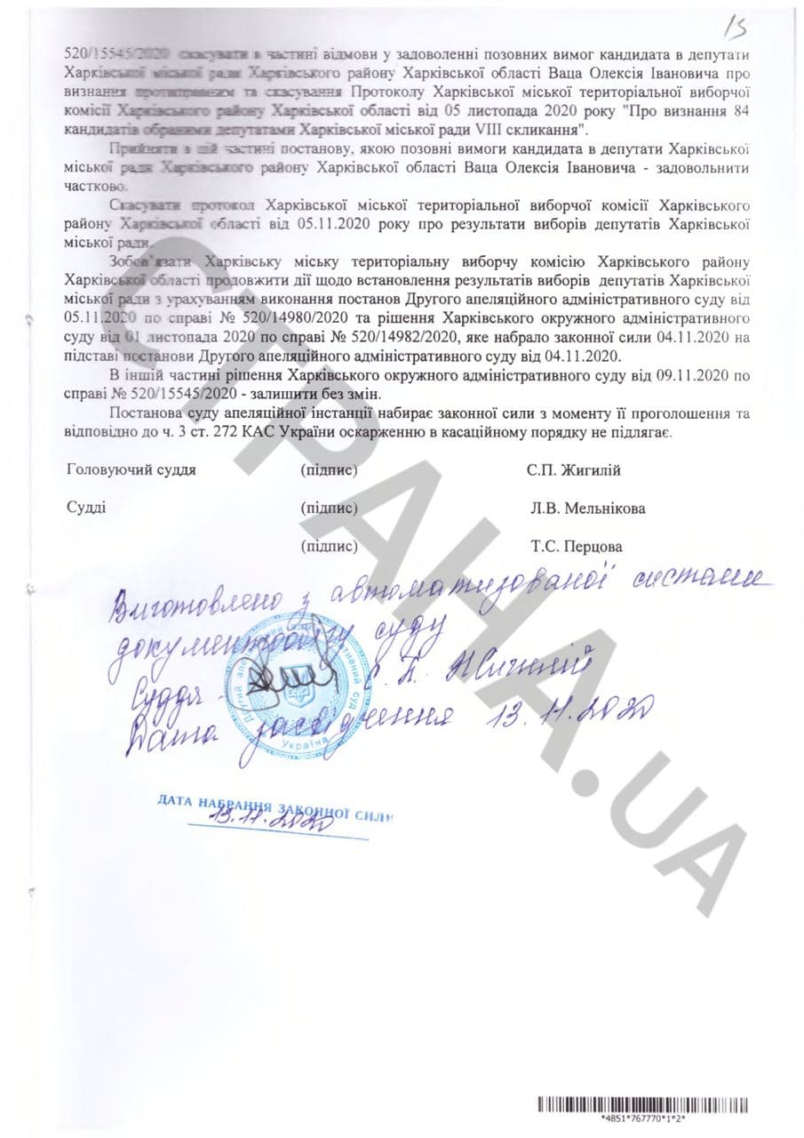 Суд признанал недействительными выборы депутатов в Харьковский горсовет 